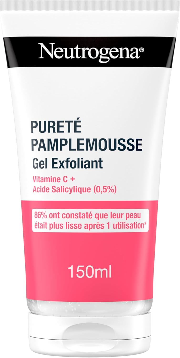 Neutrogena – Gel Exfoliant Pureté Pamplemousse (tube de 150 ml) – Nettoyant visage à la vitamine C et acide salicylique (0,5%) – 96% ont constaté que leur peau était plus lisse après 1 utilisation* - Image 1