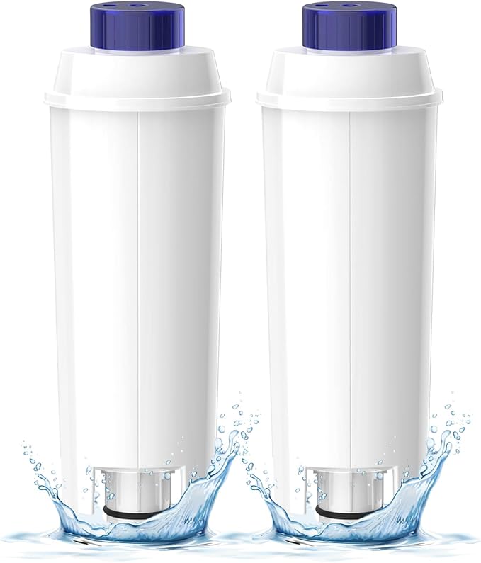 Water Filters for Delonghi Magnifica S Coffee Machine, Delonghi Dinamica Filter and ECAM/ETAM/ESAM/BCO Series, DLSC002 Filter Cartridge, Water Softening Filter (2 Pieces) - Image 1