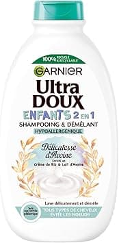 Garnier Ultra Doux - Délicatesse d'Oat - Shampoo & Detangler 2-in-1 for Children - Delicate Hair & Scalp - Organic Oat Milk and Rice Cream - Hypoallergenic - 300ml