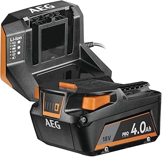AEG - Pack Batterie + Chargeur 18V L1840S – Batterie Pro Lithium 4.0Ah + Chargeur Rapid – Compatible Gamme PRO18V – Puissance, Autonomie et Charge Rapide pour Travaux Intensifs - Image 1