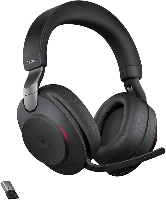 Jabra Evolve2 85 Wireless PC Headphones - Microsoft Teams Certified Audio Headphones with Noise Reduction and Long Life Battery - Bluetooth USB-A Adapter - Black - Image 1