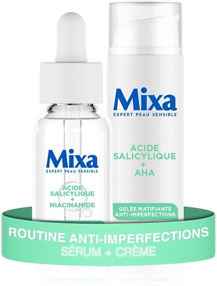 Mixa - Concentrated Anti-Blemish Serum + Anti-Blemish Mattifying Jelly - Salicylic and Alpha-Hydroxy Acid - Skin with Mixed to Oily Imperfections - Image 1