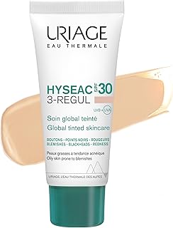 Uriage Hyseac Soin Teinté Global SPF30 avec des AHA et de l'acide salicylique - Matifie et unifie le teint - Haute protection UVA/UVB - Pour peaux grasses à tendance acnéique - Haute tolérance - 40 ml - Image 1