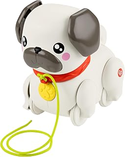 Fisher-Price Jouet à tirer Mon Carlin à Promener pour bébé et tout-petit, avec mouvements et sons, pour les enfants à partir de 12 mois, HTW94 - Image 1
