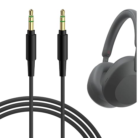 Geekria QuickFit Audio Cable Compatible with Sony WH-1000XM5 XB910N 1000XM4 1000XM3 CH710N CH700N XB910N H910N MDR-XB950B1 Headset, 3.5mm Ordon Stereo Replacement (1.2m) - Image 1