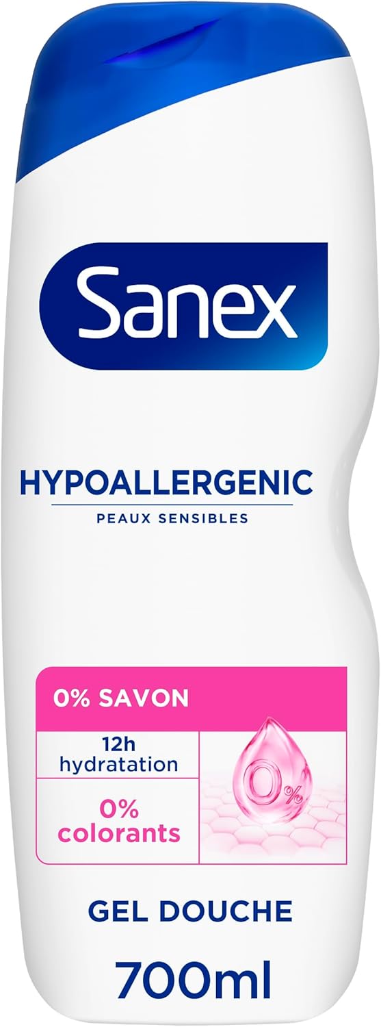 SANEX - Gel Douche Derma Care - Hypoallergénique - 12h d'Hydratation - Peaux Sensibles - 700ml - Image 1