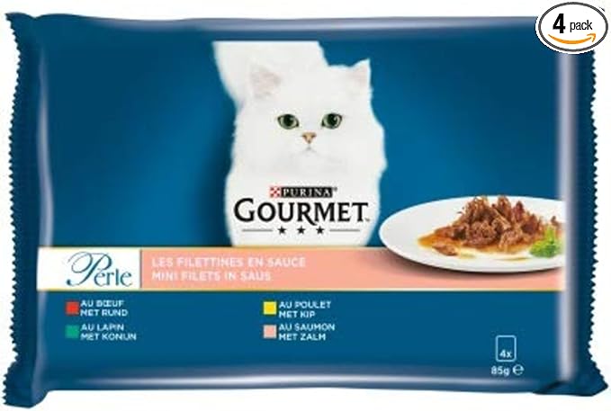 Gourmet Perle Pâtée Fillets in Sauce 4 Varieties for Cats - 4 Sachets of 85g - Image 1
