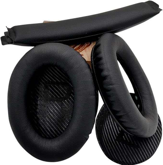 Replacement Ear Pads for Bose Quiet Comfort 25 35 (QC25 QC35) and QuietComfort 35 II (QC35ii), Repair Parts and Ear Pads with Mat, Black - Image 1