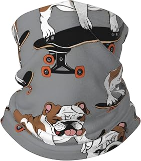 Écharpe Demi-Visage Skateboard Bulldog Anglais Imprimé Bande De Cheveux Multi-Usage Gaiter pour Ski Extérieur Vélo - Image 1