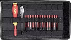 Wiha Insulated bit holder screwdriver with 14 slimVario bits and voltage tester (36068) in foldable case