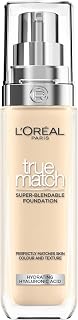 L'Oréal Paris True Match Liquid Foundation, Skincare Infused With Hyaluronic Acid, SPF 17, Available in 40 Shades, 1.5N Flax, 30 ml (Packaging May Vary) - Image 1