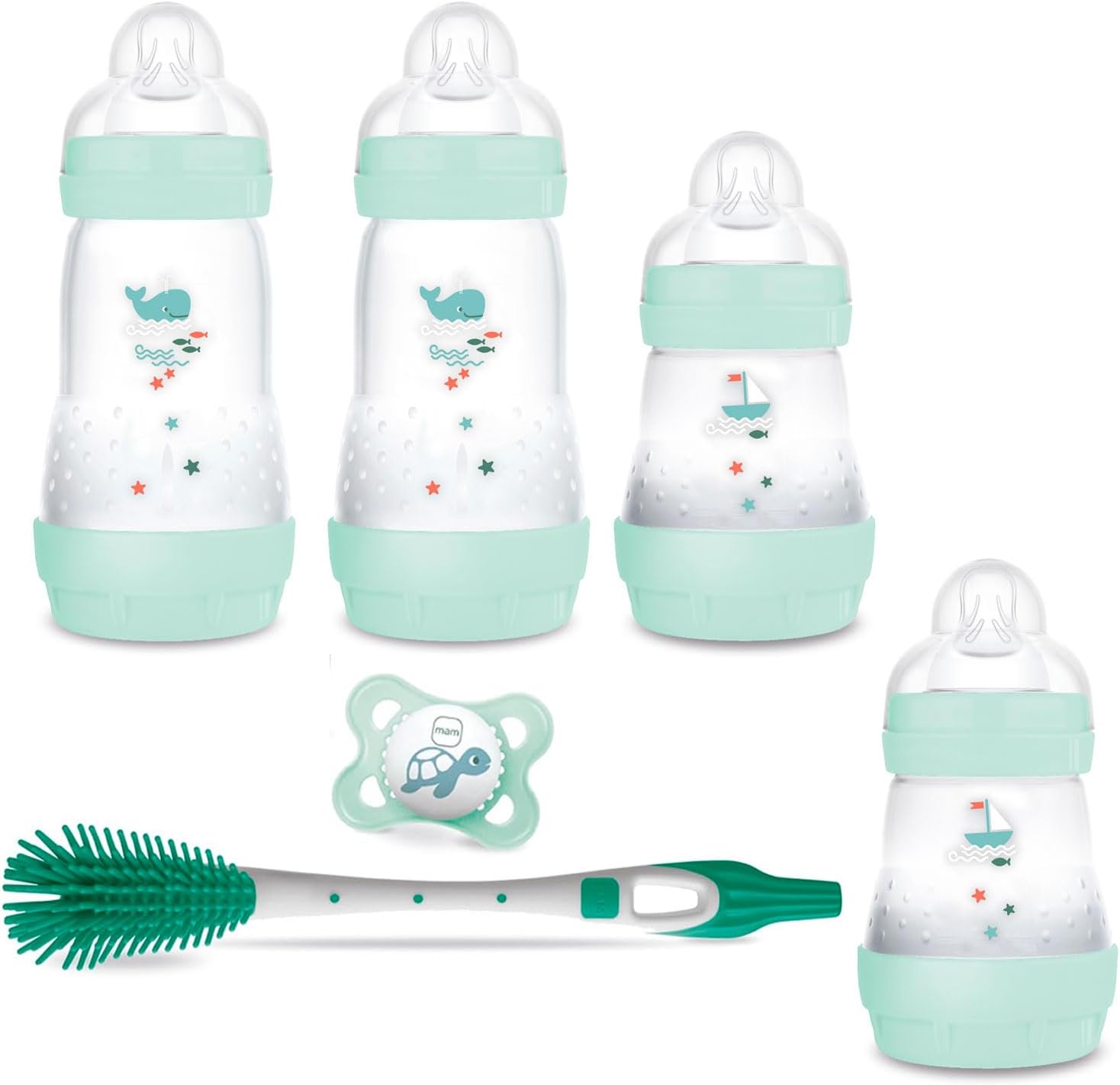 MAM Set of 3 anti-colic bottles 160 ml and 260 ml with teat size 1 from birth - Image 1