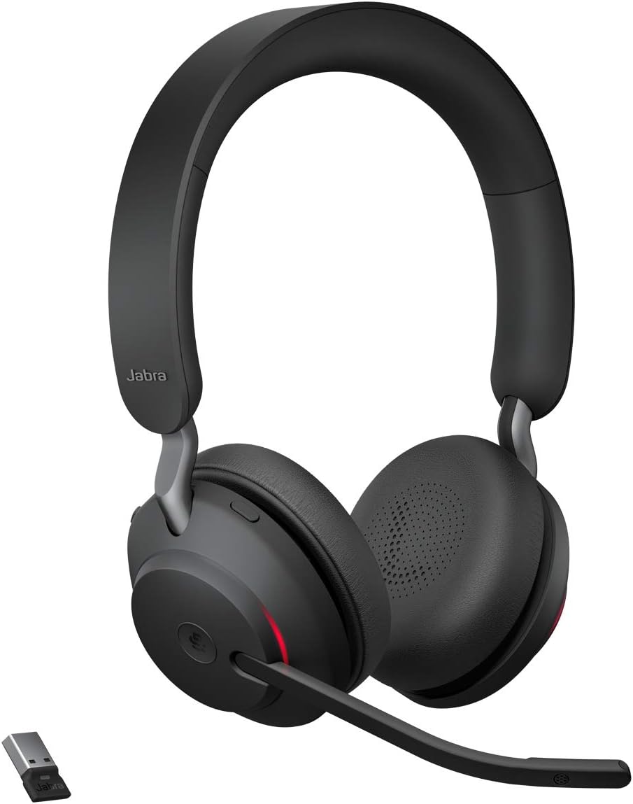 Jabra Evolve2 65 Casque PC Sans Fil - Casque Audio Anti-Bruit Certifié Microsoft Teams avec Batterie Longue Durée - Adaptateur Bluetooth USB-A - Noir - Image 1