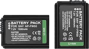 NP-FW50 7.2V 1500mAh Rechargeable Lithium-Ion Battery Compatible with Sony Alpha A7 A7R A3000 NEX-7 NEX-6 NEX-5N/5R/5 NEX-F3 NEX-3N/C3/3 Cyber-Shot DSC-RX10 SLT A55 A37 A35 A333