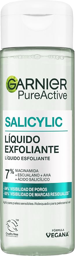 GARNIER Pure Active Salicylic Blemish Exfoliating Liquid Reduces Pore Visibility by 34% Suitable for Sensitive Skin 120ml - Image 1