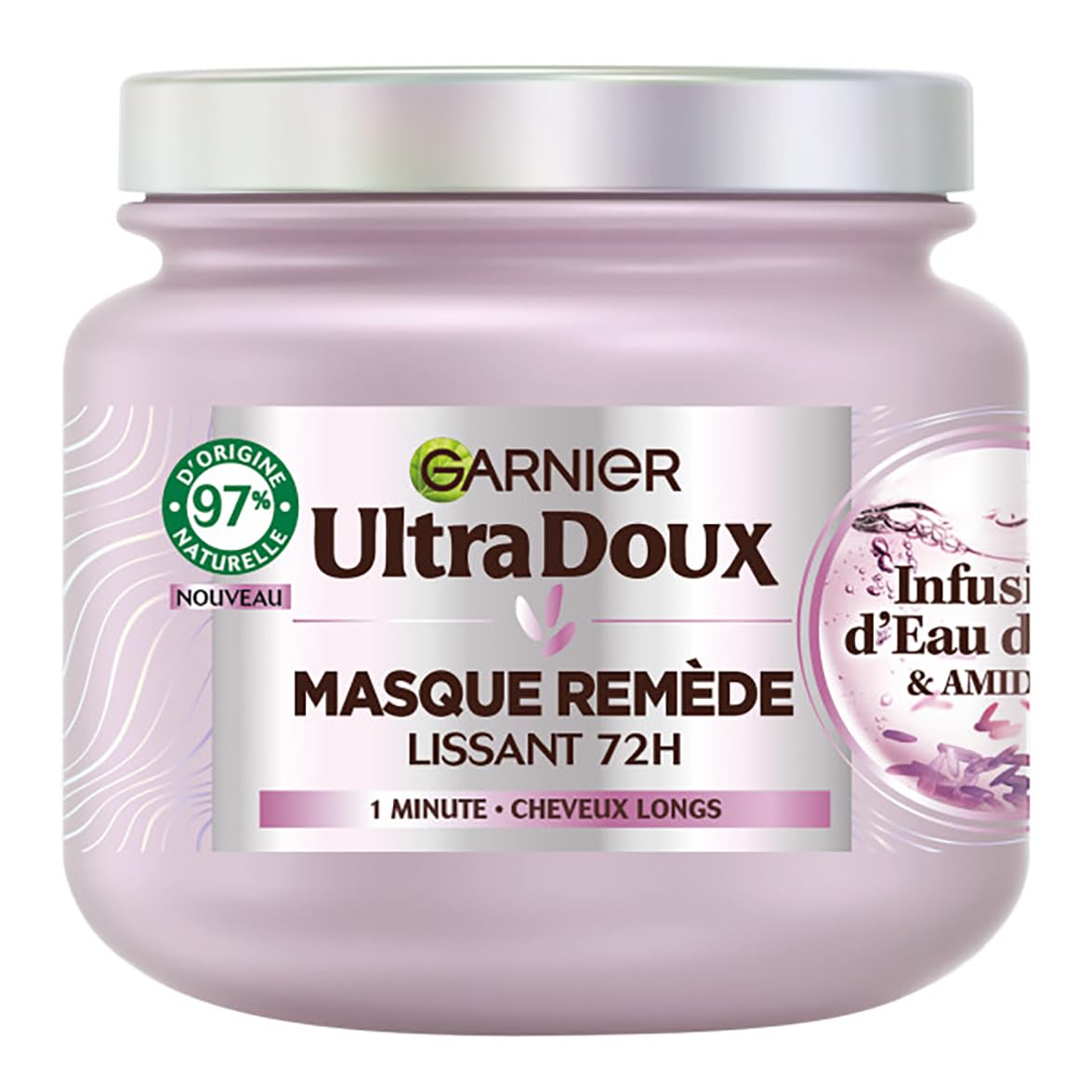 Garnier Ultra Doux - Masque Lissant Douceur & Brillance à l'Infusion d'Eau de Riz - Cheveux Rebelles et Indisciplinés - 340 ml - Image 1