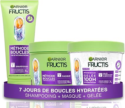 Garnier Fructis Method Curls - Routine 3 Products for Curly Hair: Shampoo, Mask & Moisturizing Hair Jelly - Hyaluronic Acid - Hydration & Definition - All Types of Curls - Image 1