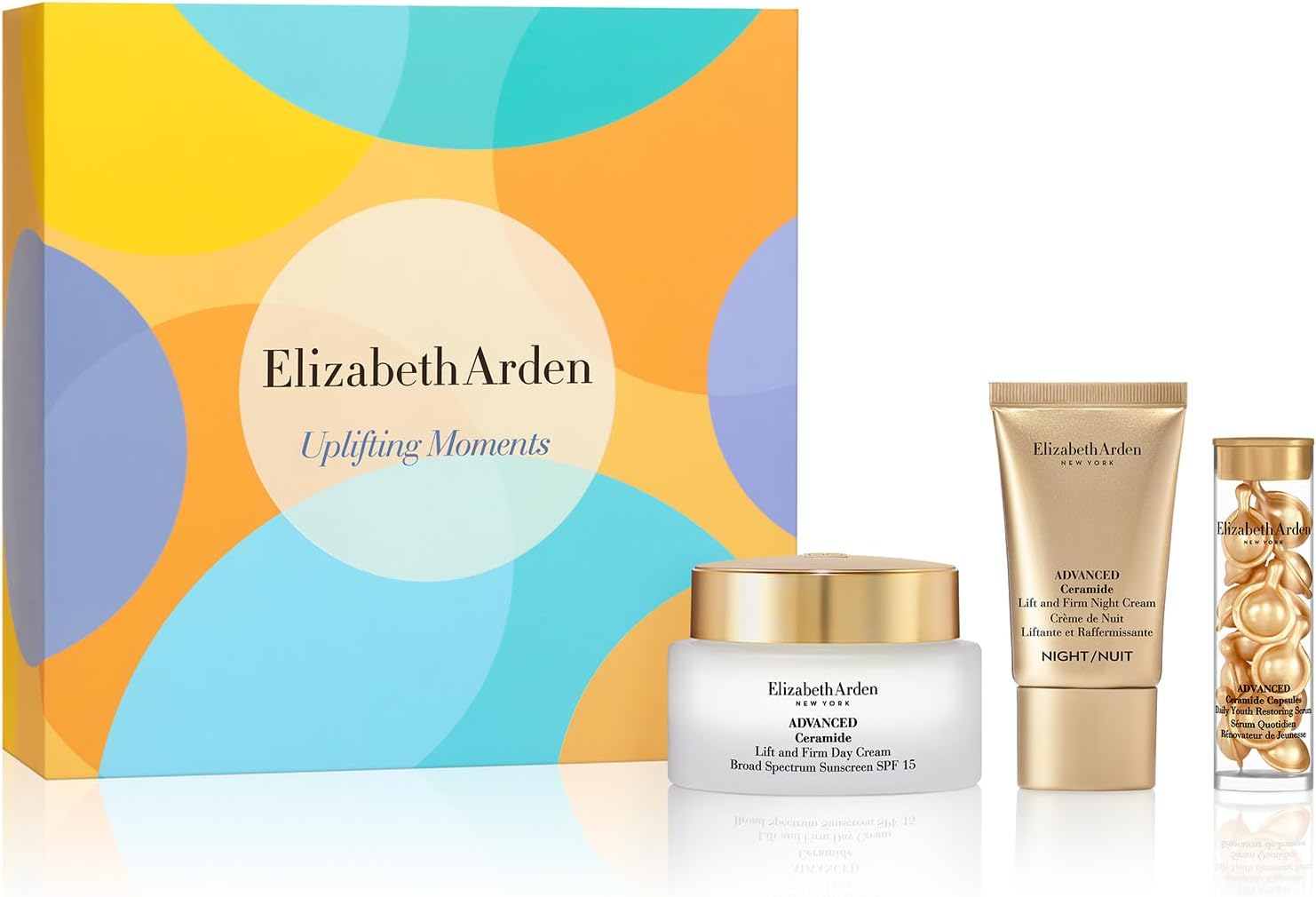 Elizabeth Arden Ceramide Set Lifting and Firming Youth Restoration Cream, Daily Anti-Aging Serum, Day and Night Cream, Face Care Box, Women's Gift - Image 1