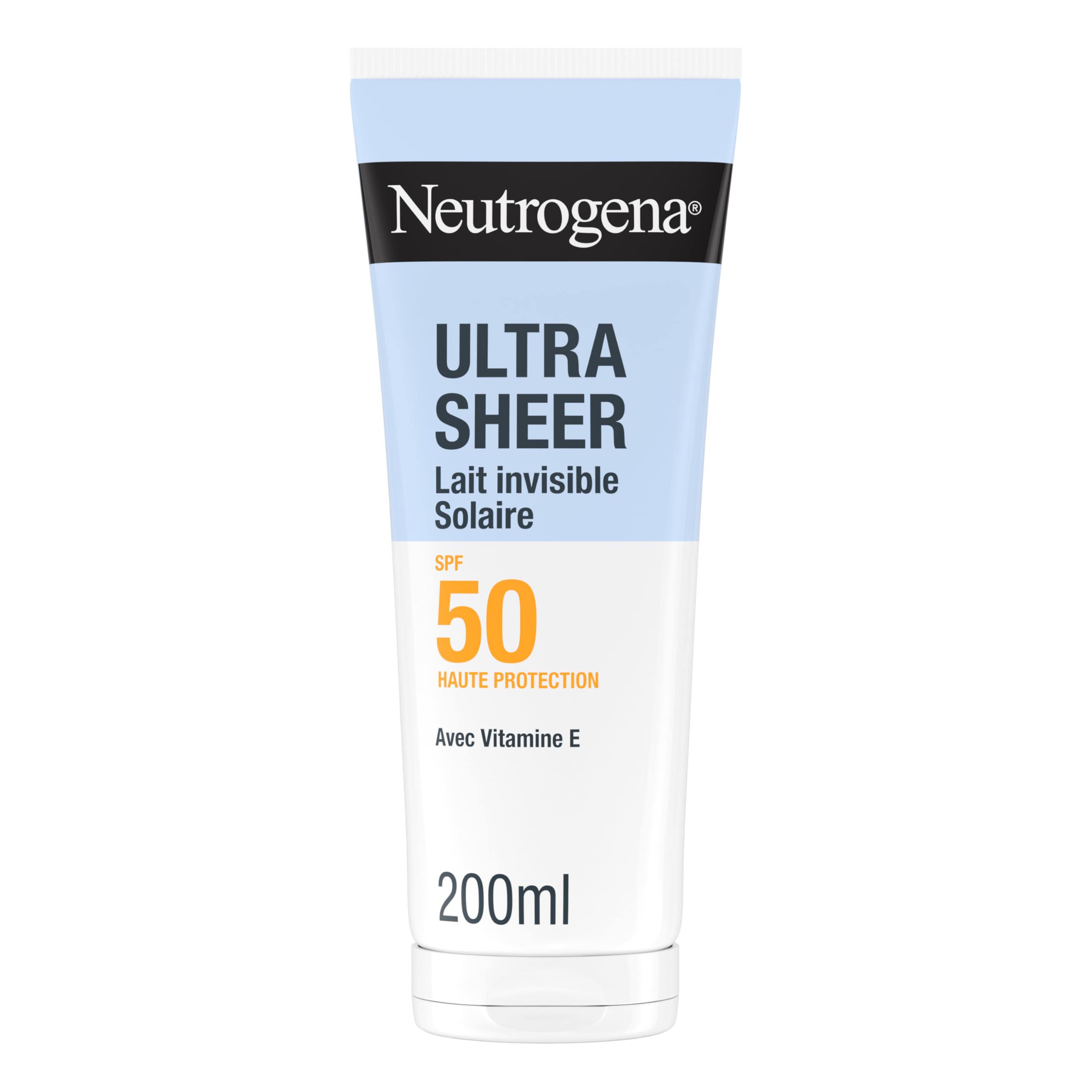 Neutrogena – Invisible Ultra Sheer Sun Lotion SPF 50 UVB + UVA (200 mL) – Antioxidant Face and Body Sunscreen – Dry to the touch, fast absorption, well resists sweat and water - Image 1
