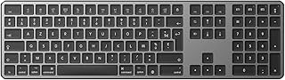 OMOTON Clavier Bluetooth pour Mac, Clavier sans Fil Rechargeable Multi-dispositifs avec 3 Canaux Bluetooth pour Apple Mac Pro/Mini, MacBook Pro/Air, iMac Pro, AZERTY Français, Gris Foncé - Image 1