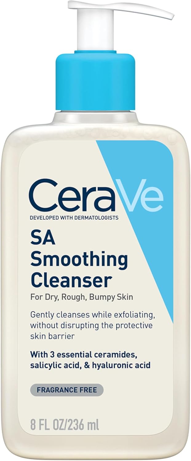 CeraVe Nettoyant lissant visage et corps SA pour peaux sèches, rugueuses et bosselées 236 ml avec acide salicylique - Image 1