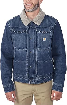 Carhartt Mens Lightweight Relaxed Fit Sherpa Denim Lined Jacket - Image 1