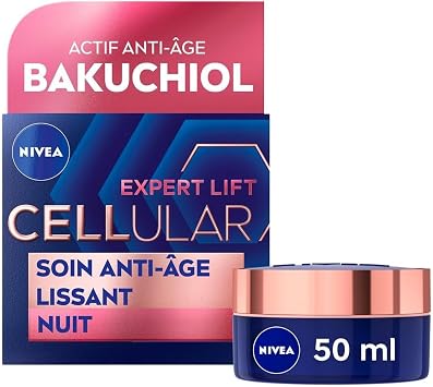 NIVEA Cellular Expert Lift - Smoothing Anti-Ageing Face Cream - Night Cream - Smooths & Reduces Wrinkles - Collagen Booster - Hyaluronic Acid & Natural Bakuchiol - All Skin Types - 50 ml - Image 1