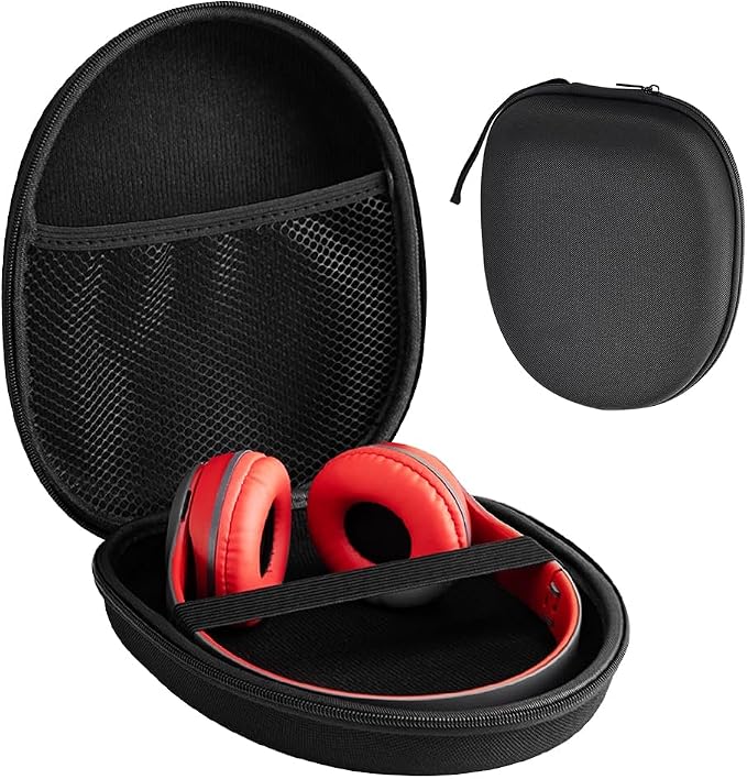 Headphone Case, Hard EVA Carrying Case with Mesh Bag, 22 cm x 19 cm x 6 cm Universal Headphone Storage Bag, Compatible with JBL, Sony, Apple (Black) - Image 1