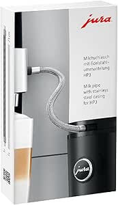 JURA Original Milk Hose with HP3 Stainless Steel Sheath – 1 Piece – 24114, Silver - Image 1