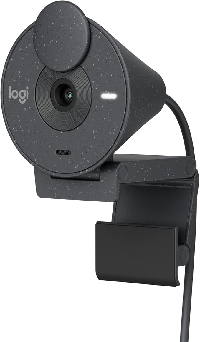 Logitech Brio 300 Full HD Webcam with Privacy, Noise Cancelling Microphone, USB-C, Certified for Zoom, Microsoft Teams, Google Meet, Auto Light Correction - Graphite - Image 1