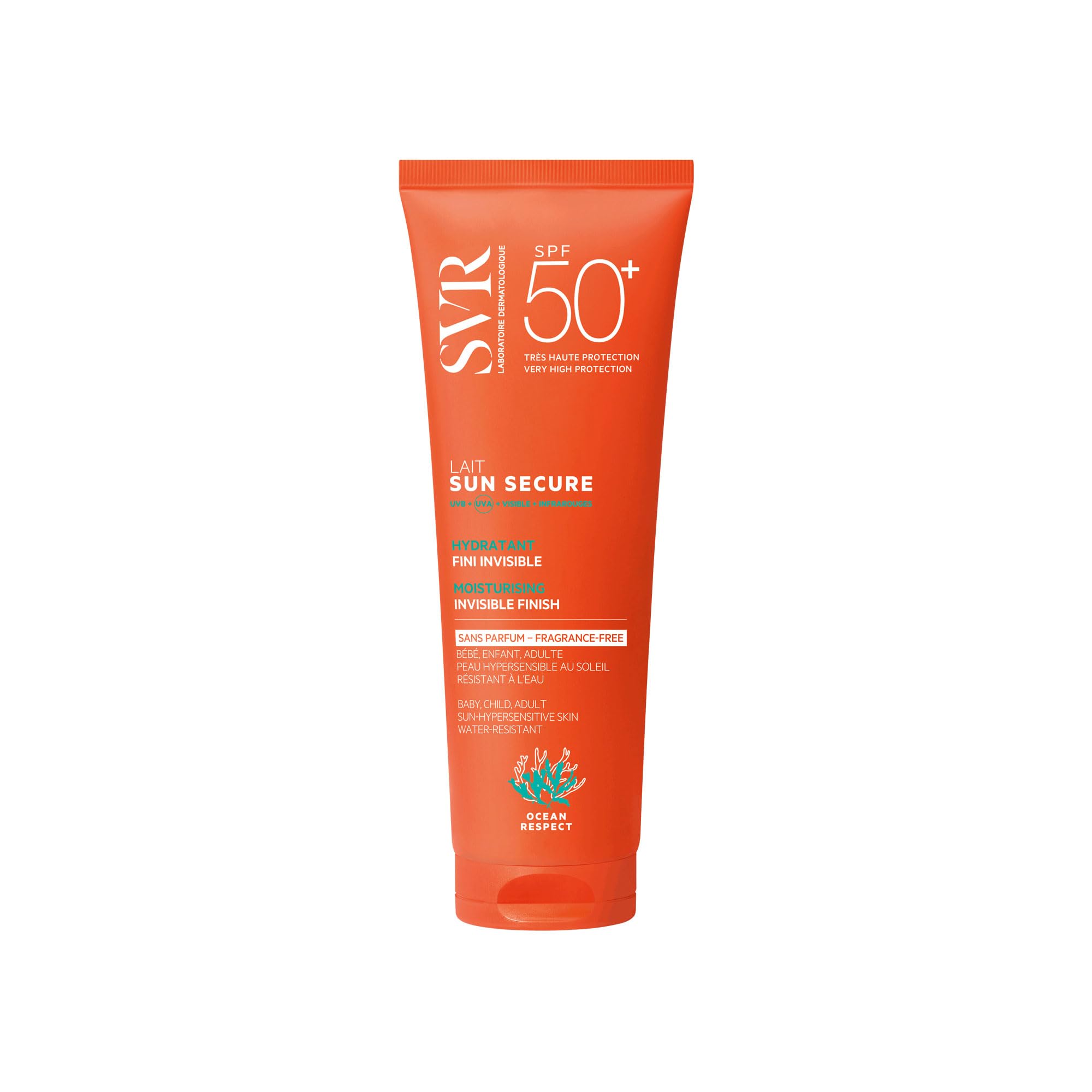 SVR - Sun Secure Milk SPF50+ Fragrance Free - Invisible Moisturizing Sun Milk – Very High UVA, UVB, Infrared & Visible Light Protection – Sensitive Skin – Niacinamide, Vitamin E – 250 ml - Image 1