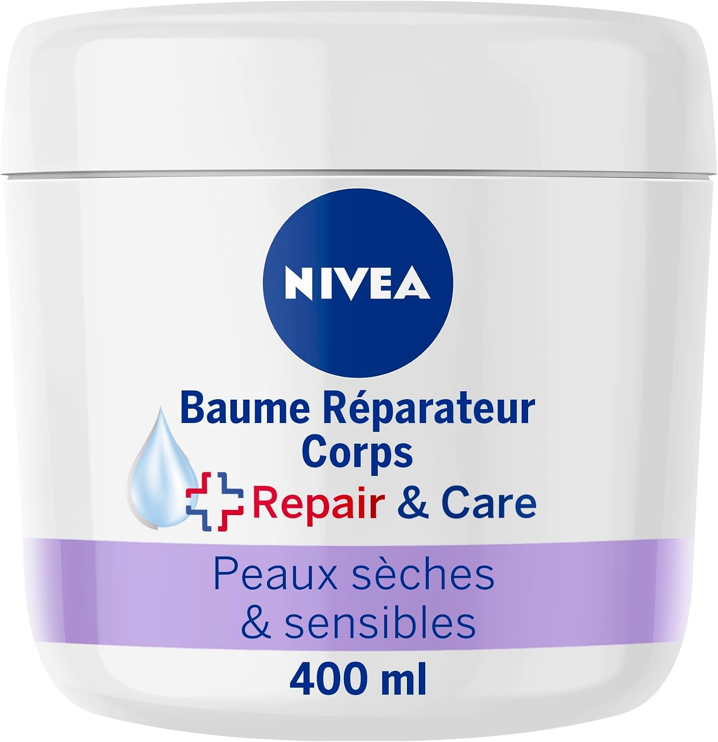 NIVEA REPAIR & CARE Baume Réparateur Visage, Corps & Mains Peaux Sèches & Sensibles (1 x 400 ml), Crème à la glycérine & panthénol anti-démangeaison, Soin corps hydratant non parfumé 72H - Image 1