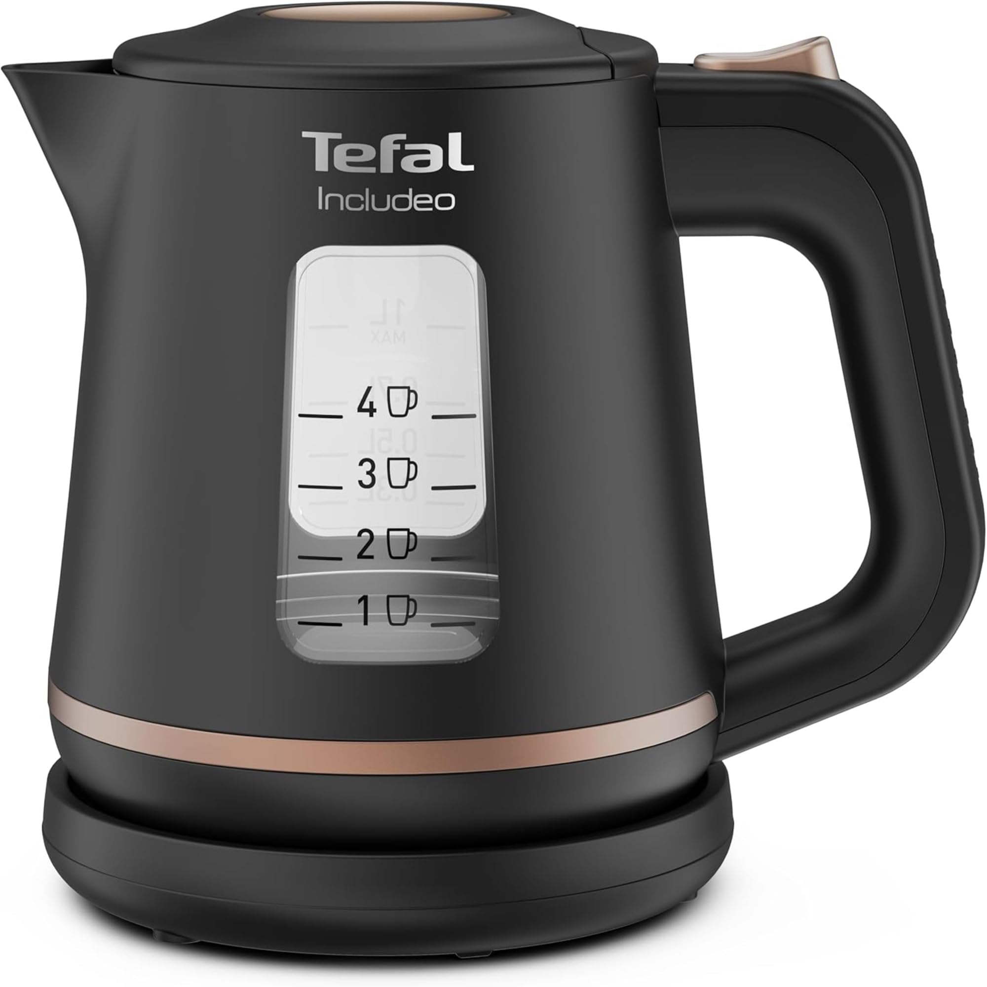 Tefal Electric kettle 1 L, quick boiling, removable anti-limescale filter, ergonomic handle, 2 water level windows, 360° base, Includeo, black, KI533811 - Image 1