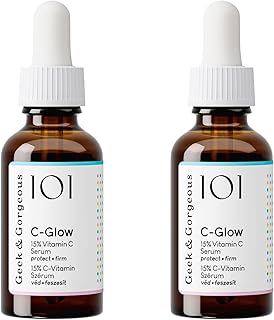 Geek & Gorgeous - C-Glow - Sérum à 15% de vitamine C + acide férulique & vitamine E, protège contre les dommages environnementaux, stimule le collagène & unifie le teint - tous les types de peau, Pack - Image 1