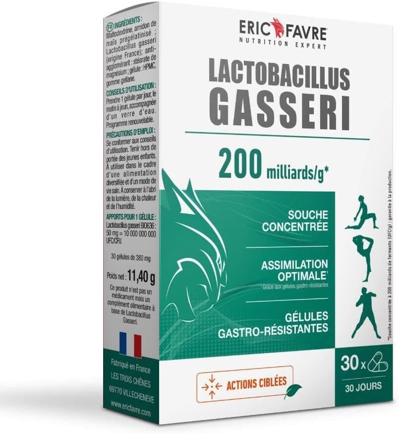 LACTOBACILLUS GASSERI - Natural 200 Billion Ferment - High Dosed - L. Gasseri - Living Complex - Gastro-Resistant Vegetable Capsules - Program 30J - Eric Favre