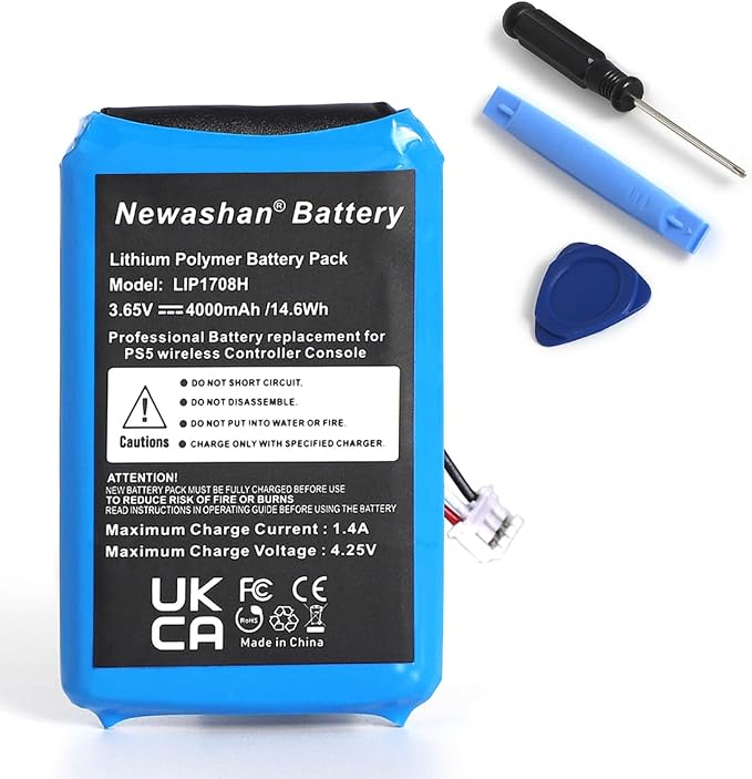 Battery 3.65V 4000mAh Compatible with Sony PS5 PlayStation 5 DualSense Controller LIP1708 CFI-ZCT1W CFI-ZCT1J Rechargeable Li-ION Lipo Battery with Repair Tools - Image 1