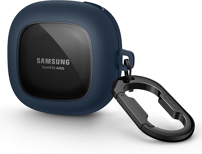 SURITCH Transparent Case Compatible with Samsung Galaxy Buds 2/Buds Live/Buds 2 Pro/Buds Pro/Buds FE Cover, Portable Shockproof Protective Case with Keychain for Samsung Buds 2 Navy Blue - Image 1