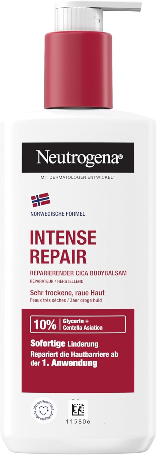 Neutrogena Intense Repair CICA Glycerin & Centella Asiatica Moisturizing Body Balm, Non-Greasy Body Lotion for Rough and Very Dry Skin (250ml) - Image 1