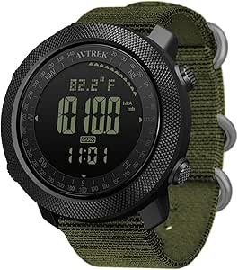 AVTREK Men's Digital Sports Watches Military Watch with Compass, Altimeter, Pedometer and Backlit Tactical (Black) - Image 1