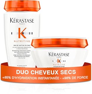 KÉRASTASE Nutritive - Routine Cheveux Secs à Très Secs - Shampoing Bain Satin Riche 500 ml + Masque Cheveux Masquintense - Apporte des Nutriments Essentiels, Nourrit Intensément & Hydrate - Image 1