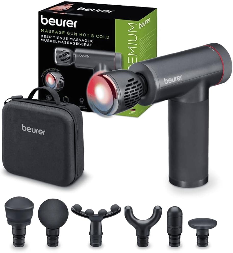 Beurer MG195 Strike Massage Gun with Cold and Heat Function, Professional Percutive Massage, Muscle Relief and Sports Recovery, Rechargeable and Portable