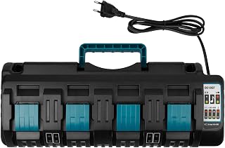 Chargeur DC18SF 14,4V-18V pour batterie Makita ASUNCELL 3A 4 ports Chargeur de remplacement pour batterie Li-ion Makita LXT DC18RD DC18RC Chargeur rapide BL1415 BL1430 (prise EU 110-230V) - Image 1
