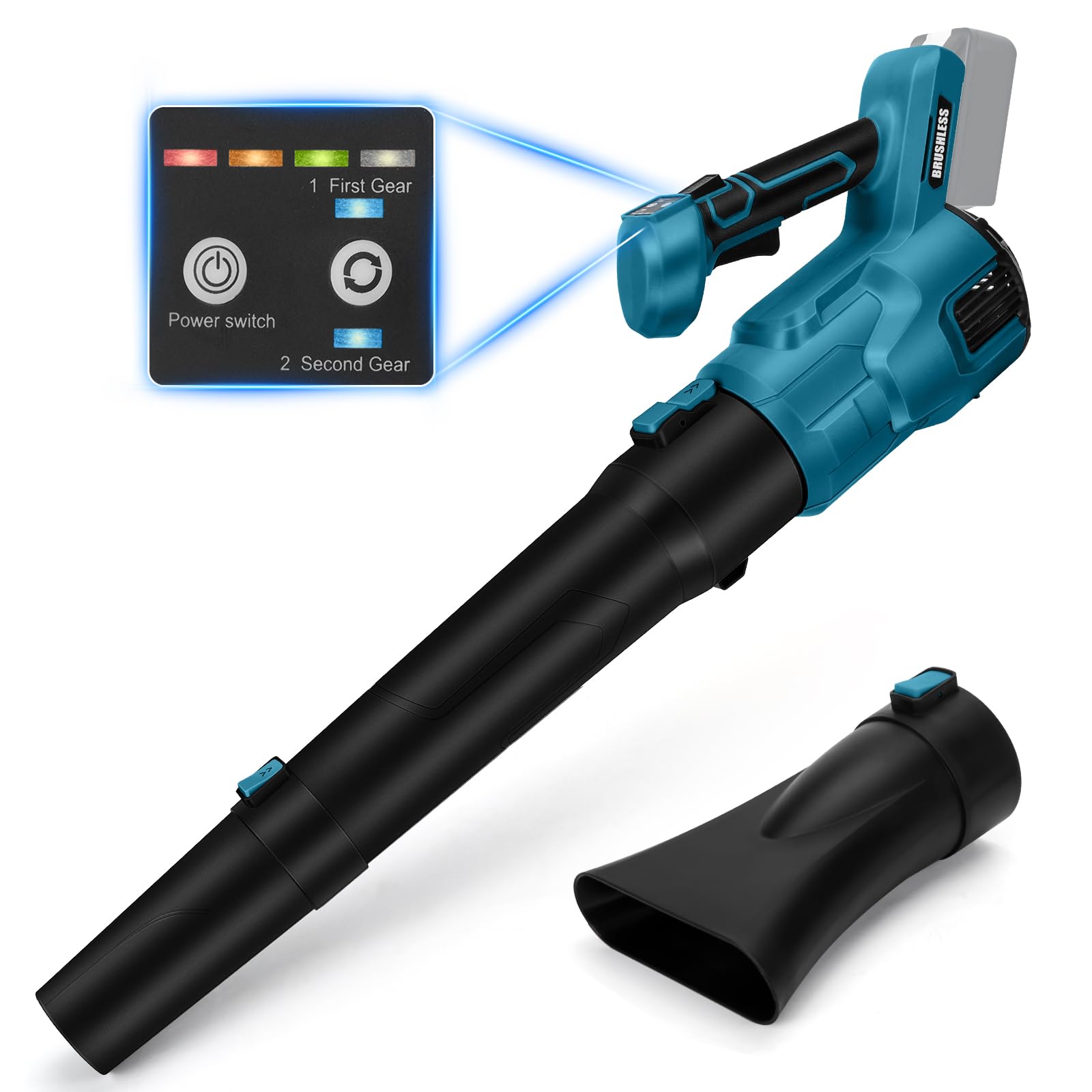 Cordless Leaf Blower for Makita 18V Batteries, Cordless Battery Blower with 3 Speed, Brushless Motor, Hand Leaf Blower for Patio, Lawn (without Battery) (MT) - Image 1