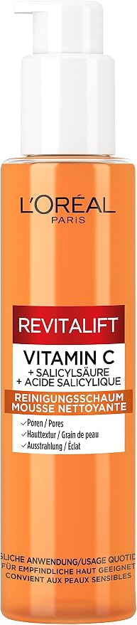 L'Oréal Paris Vitamin C Cleansing Foam for Women: For Purified and Fresh Skin with Vitamin C & Salicylic Acid, Revitalift Clinical, 1x 150ml - Image 1