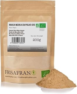 FRISAFRAN | Maca noire Bio en Poudre Bio 200g | maca noire moulue | poudre de maca noire | Superaliment | énergisante | Maca naturelle et Pur | vitamines | Équilibre hormonal | Végétalien Sans Gluten - Image 1