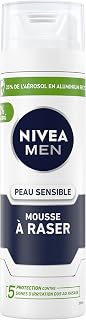 NIVEA MEN Peau Sensible Mousse à Raser (200 ml), crème de rasage enrichie en camomille et en hamamélis, soin rasage 0% alcool pour homme - Image 1