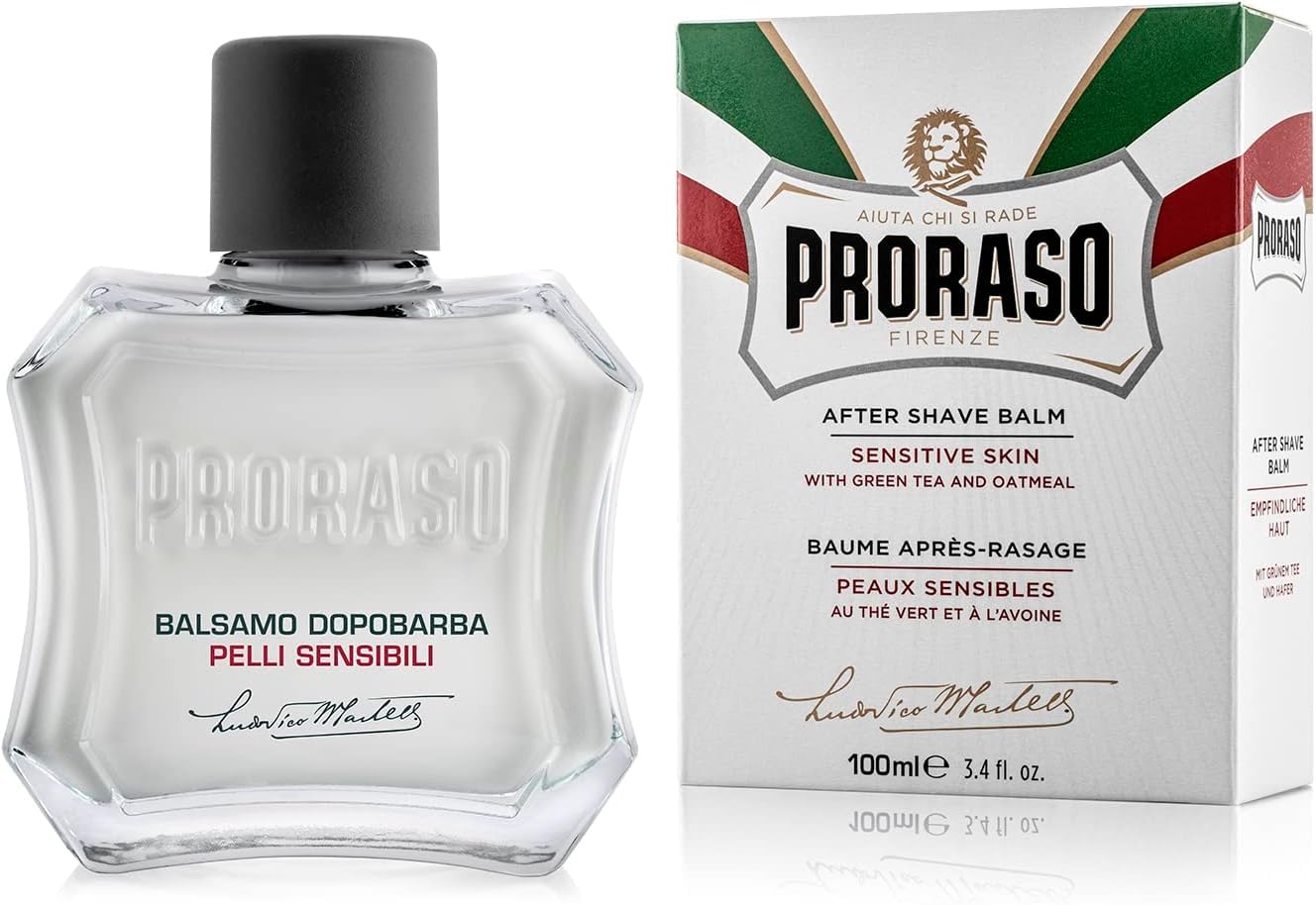 Proraso | Aftershave Balm for Sensitive Skin (100 ml Bottle) – Men's Face Care to Soothe and Protect Skin with Oats and Green Tea – Made in Italy - Image 1