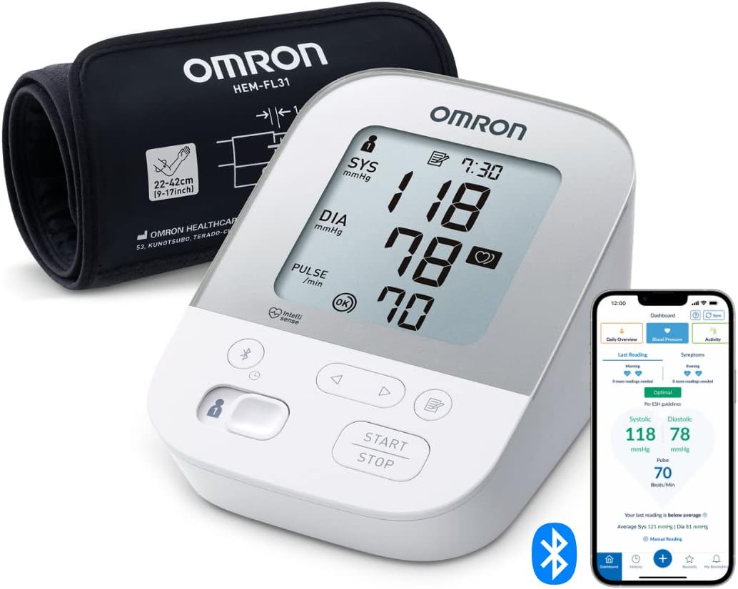 OMRON X4 Smart Bluetooth Blood Pressure Monitor - Clinically Validated Arm Blood Pressure Monitor with Irregular Heart Pulse Detection, 2 User Memory 60 Measurements - Image 1