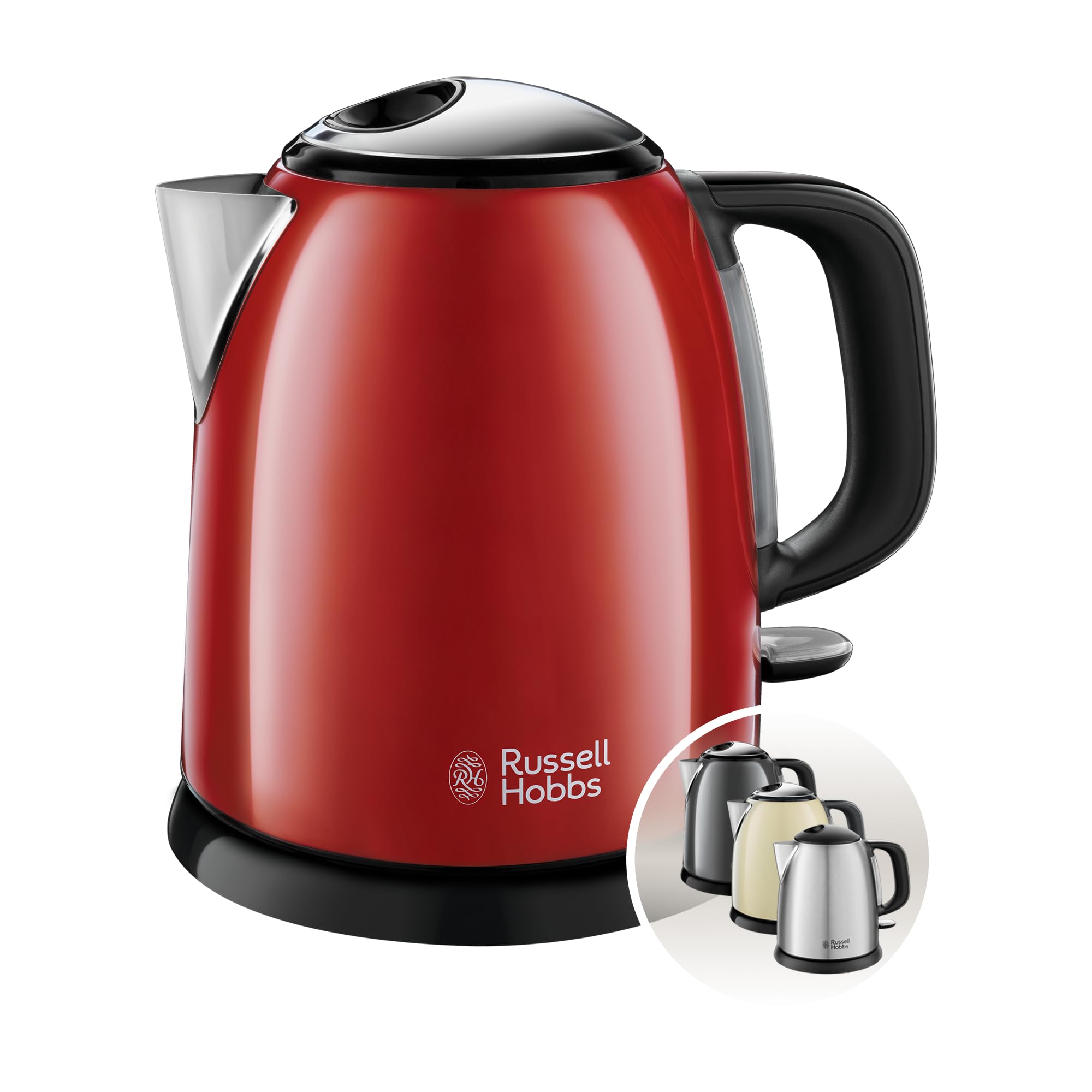 Russell Hobbs 24992-70 Colours Plus Electric Kettle Red (1L, Fast Boiling, Perfect Flow, Visible Water Level, Anti-Limescale Filter, Energy-Saving) - Image 1