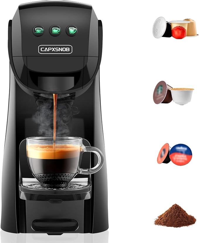 Warriors1 4 in 1 Capsule Coffee Machine for Dolce Gusto, Nespresso OL, Lavazza A Modo Mio and Coffee Powder, 20 bar, 0.8 L, Adjustable Temperature and Quantity, Compact Coffee Maker for Home and - Image 1